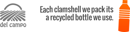 Each clamshell we pack its a recycled bottle we use. (del lad inquired)